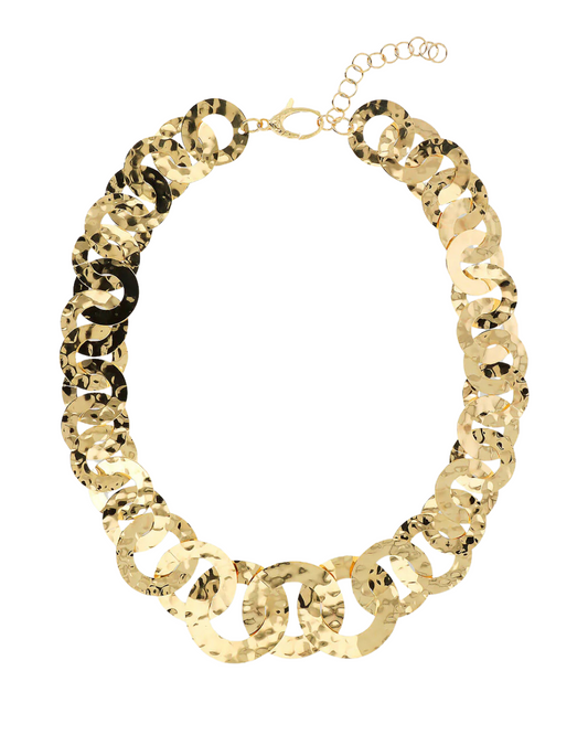 Collana Etrusca Graduata con Maglie a Disco Martellate