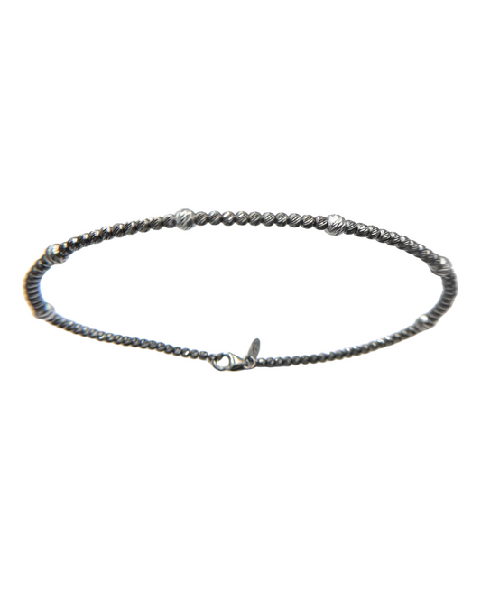 Bracciale Rigido con Sfere Diamantate in Oro Brunito e Bianco 18 KT