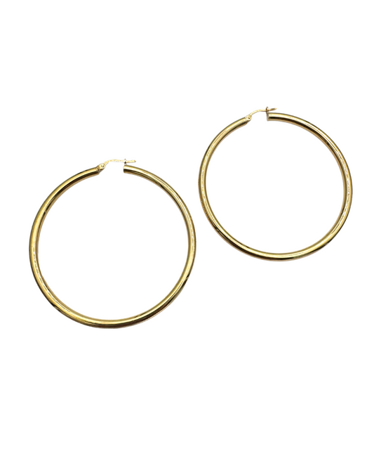 Big Round Section Hoop Earrings in 18 KT Yellow Gold