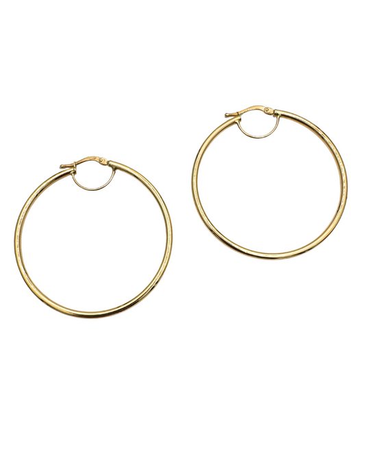 18KT Polished Yellow Gold Hoop Earrings