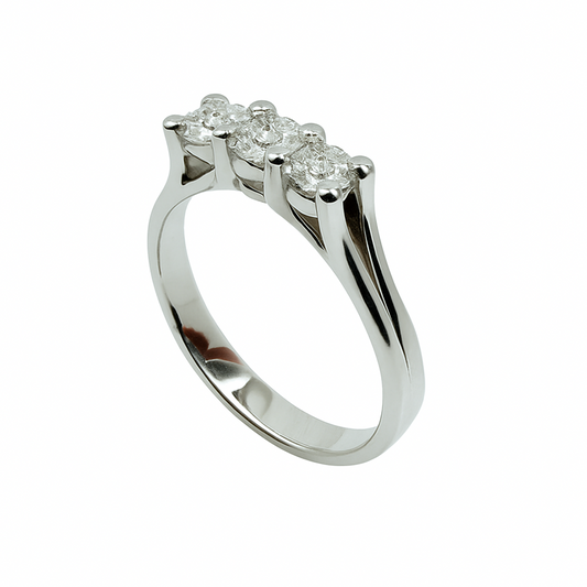 Giorgio Visconti Trilogy Ring in White Gold, 0.31 ct. Center, 0.48 ct. Side