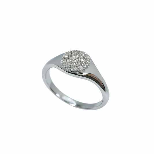 Anello Mignolo Mirco Visconti in Oro Bianco e Pavè di Diamanti