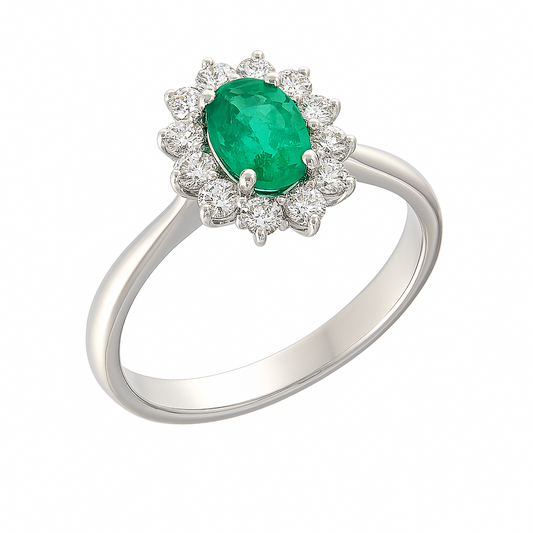 Anello Mirco Visconti con Smeraldo e Diamanti Laterali