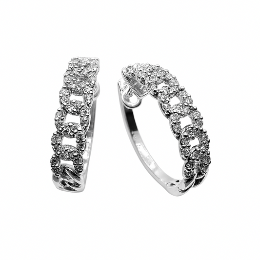 Pendientes de aro Groumette de Davite & Delucchi en oro blanco y diamantes