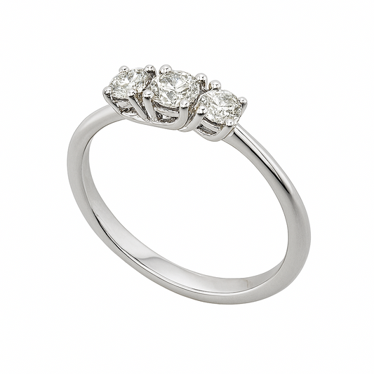 Anillo Trilogy de Davite&Delucchi en oro blanco de 18 quilates y diamantes