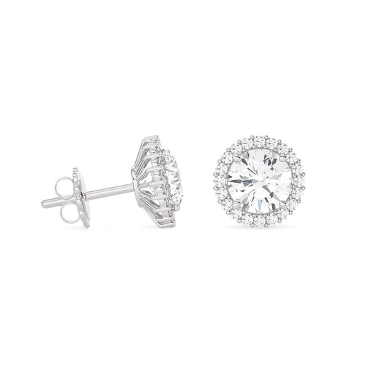 Orecchini Punti Luce con Contorno in Oro Bianco e Diamanti