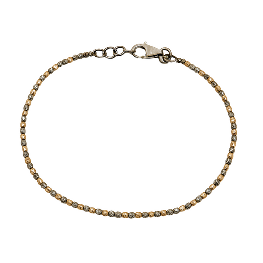 Bracciale da Uomo in Oro con Sfere Diamantate Bianche Rosa e Brunite