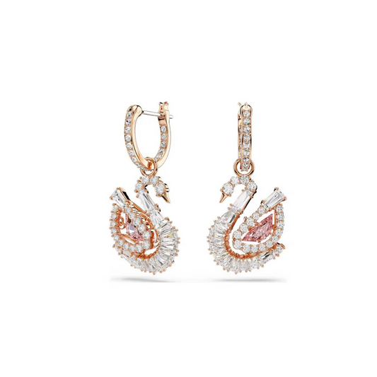 Orecchini Swarovski Pendenti Swan Pavè Cigno Rosa