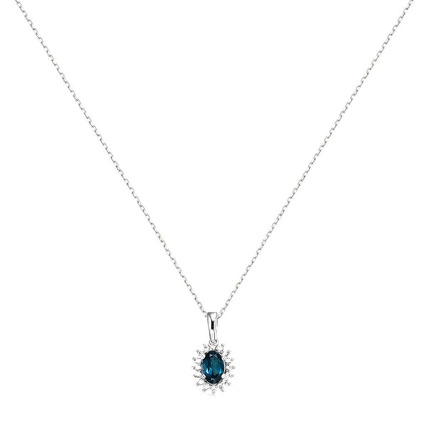 Collana Stroili Amélie Oro Bianco 9 KT Maglia Forzatina E Topazio London Blue 1413268