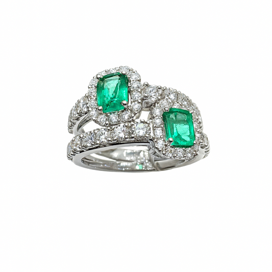 Anillo Bilogy de Davite&Delucchi con esmeraldas y diamantes