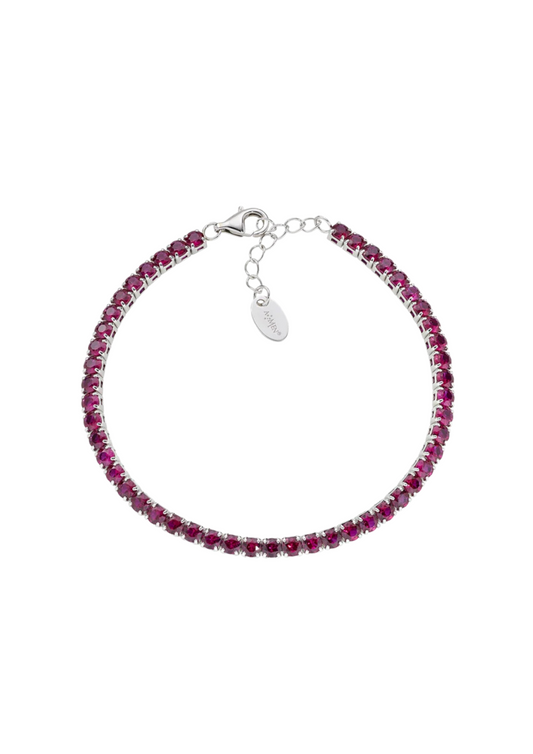 Bracciale Amen Tennis 3 mm Con Zirconi Rossi