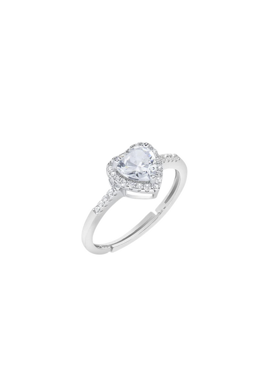 Anello Amen Con Pietra Bianca Tglio Cuore