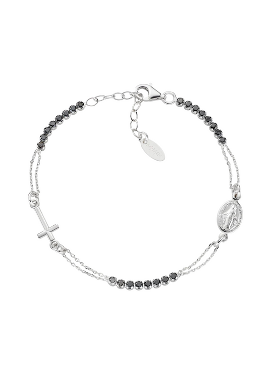 Pulsera Rosario Amén con Circonitas Negras