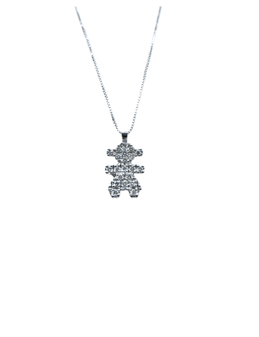 Bibigì Necklace in White Gold with Baby Boy/Girl Pendant and Diamonds