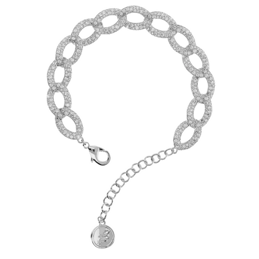 Bracciale Bronzallure Catena Grumetta Con Pavé Di Cubic Zirconia