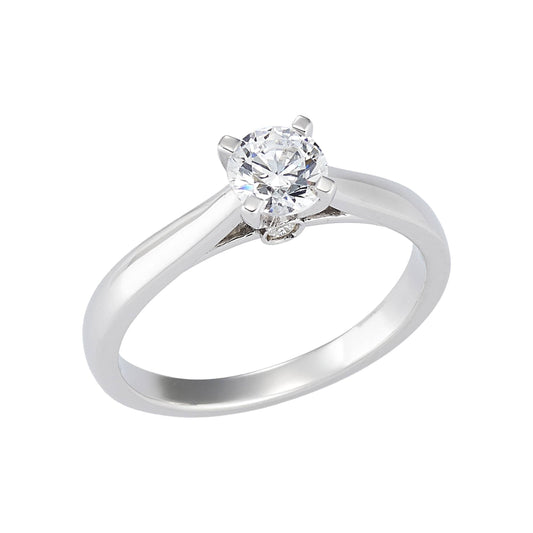 White Gold Solitaire Ring with IGI Certified Central Diamond
