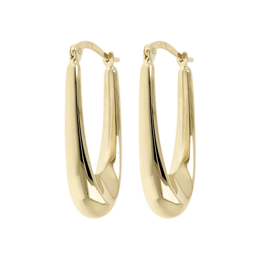 Pendientes de aro Milor Gold, forma alargada y abovedada, oro 375