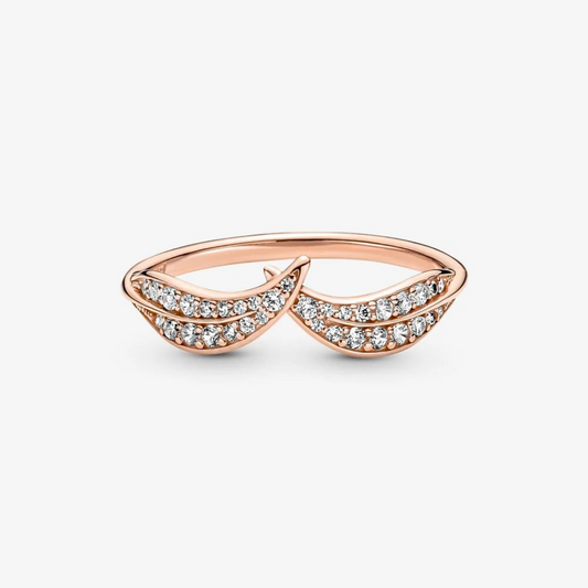 Pandora Rose Pavé Leaves Ring