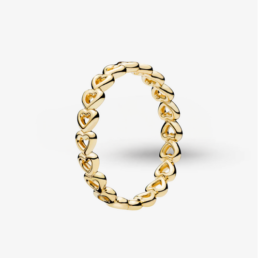 Anillo Pandora de unión de corazones dorados