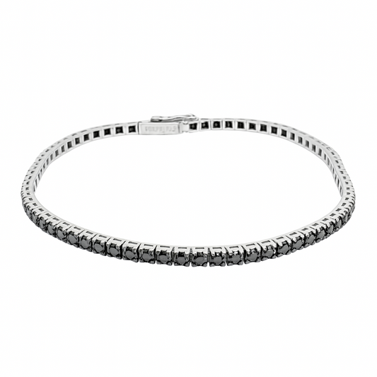 Pulsera de tenis Davite&Delucchi en oro blanco y diamantes negros