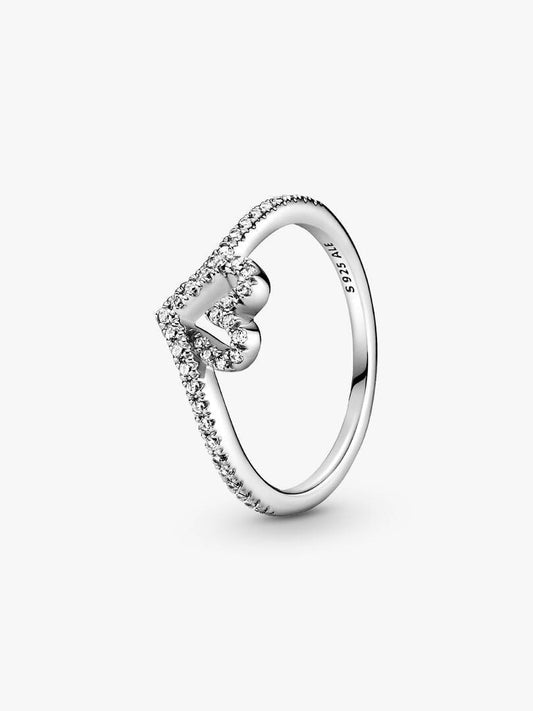 Anillo Pandora Corazón Brillante de los Deseos en Plata