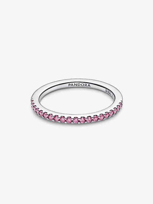 Anello Pandora Pavé Fascia Sottile Rosa