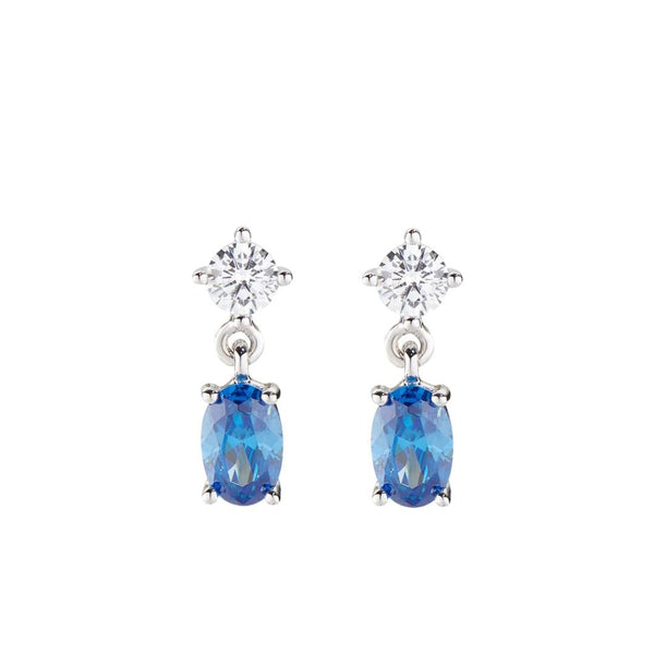 Orecchini Amen Princess Con Zircone Blu Ovale EOVBBL
