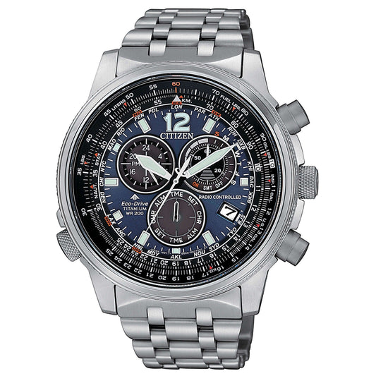 Citizen Men's Chrono Pilot Super Titanium Watch with Blue Dial