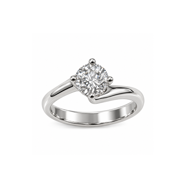 Anillo solitario de 4 puntas Golay Valentino en oro blanco con diamante natural de 0,80 ct