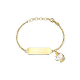 Bracciale Milor Gold Con Targehtta E Unicorno In Oro Giallo 375