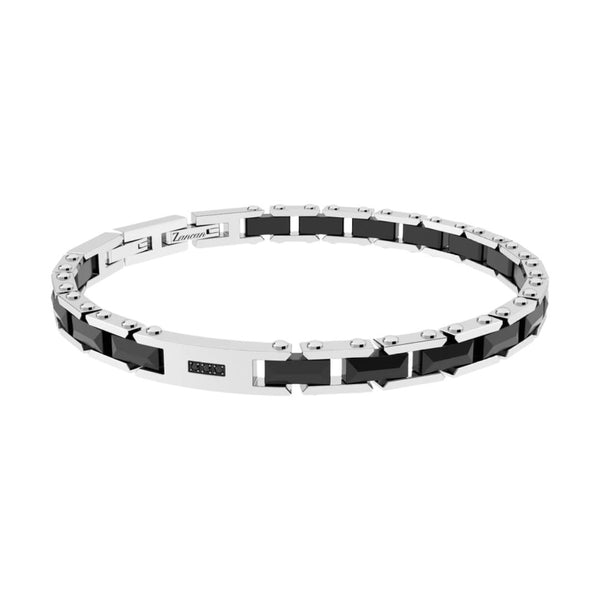 Pulsera de acero Zancan para hombre con cerámica y espinelas negras