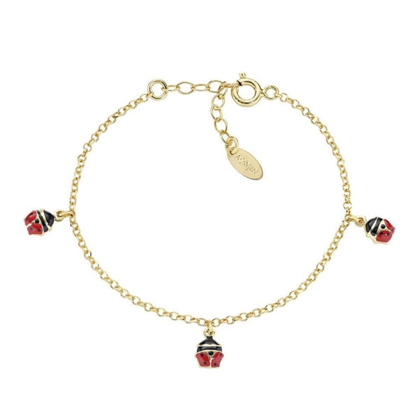 Bracciale Amen Bimba Coccinelle Pendenti Smaltate Rosso E Nero BRJ3COGR1