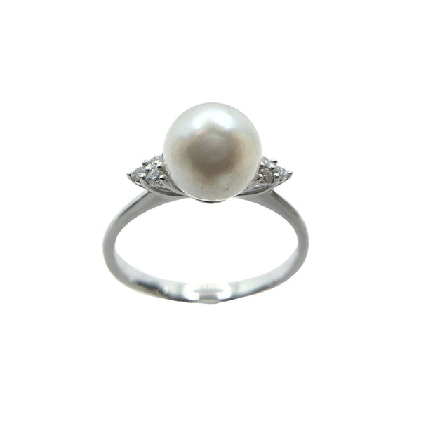 Anello Bibigì In Oro Bianco Con Perla Akoya 7mm E Diamanti