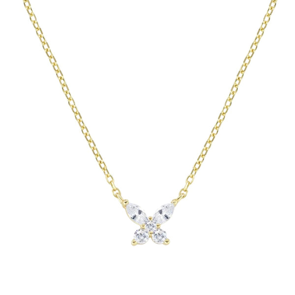 Collana Amen Petali Bianca Dorata in Argento CLBUTGBB