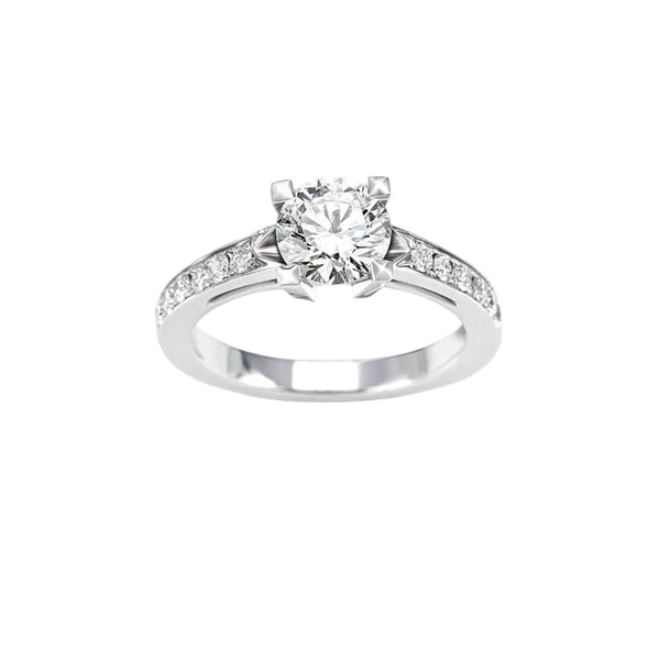 Giorgio Visconti Solitaire Ring in White Gold with Diamonds on the Shank