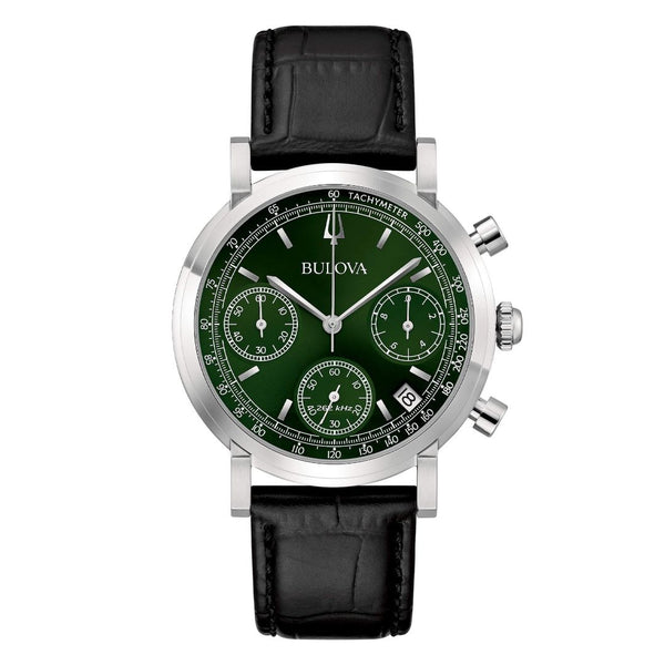 Orologio Bulova da Uomo Crono High Precision Quadrante Verde con Cinturino in Pelle 96B457