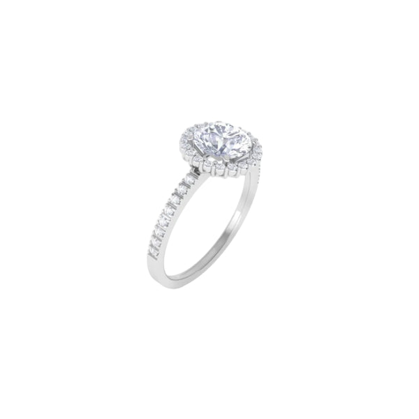Anello Solitario con Diamanti Sul Gambo in Oro Bianco 18 KT e Diamante cCentrale ct. 0,70 AN-22102-7270