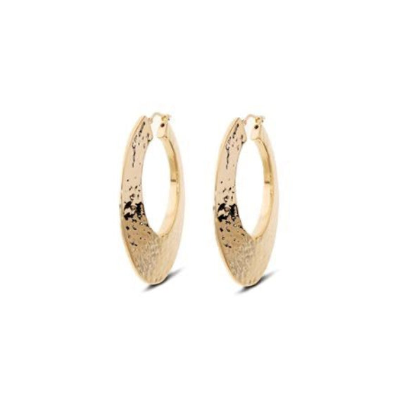 Etruscan Flat Hammered Hoop Earrings