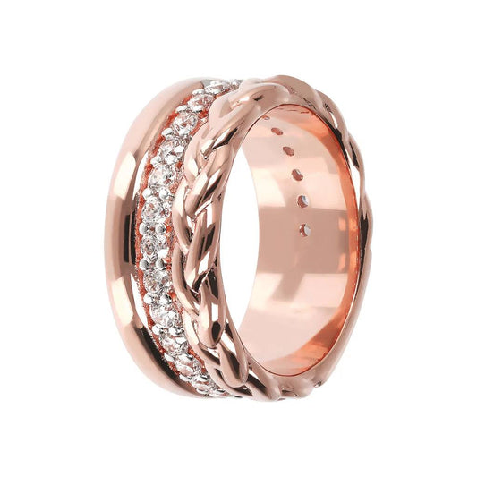 Anillo Bronzallure Band en rosa dorado con circonitas