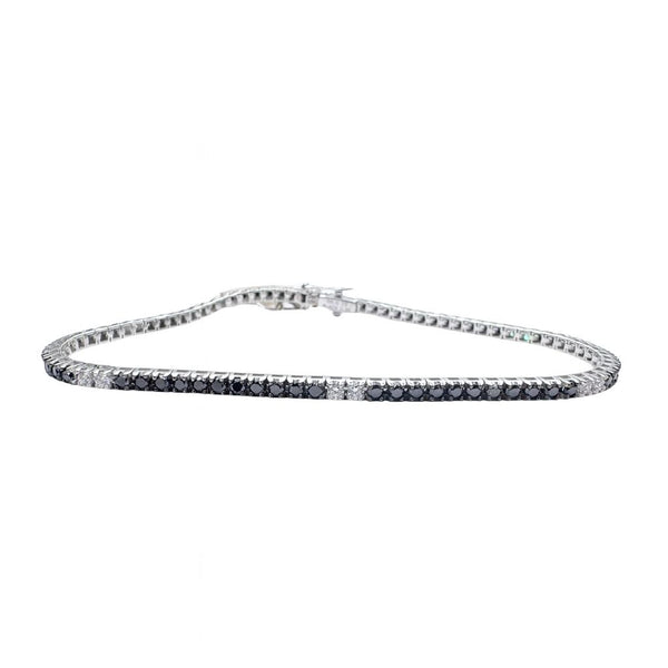 Tennis Davite&Delucchi in Oro Bianco con diamanti Neri e Bianchi Alternati -