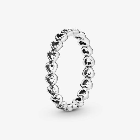 Pandora Silver Hearts Band Ring