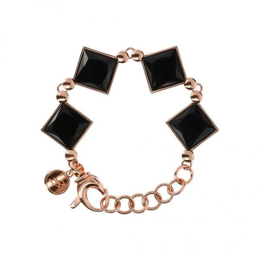 Pulsera Bronzallure Incanto en rosa dorado y ónix negro