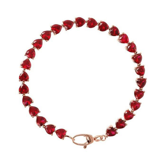 Pulsera Bronzallure en rosa dorada con circonitas de corazón rojo