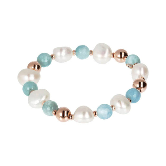 Pulsera Bronzallure con piedras naturales en rosa dorado