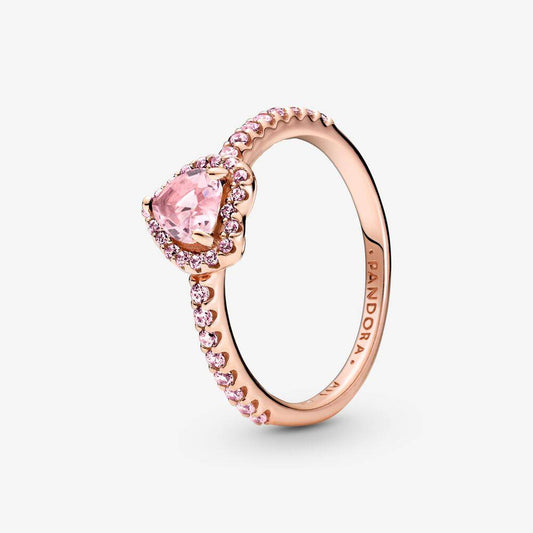 Anillo Pandora Rose con corazón rosa en relieve