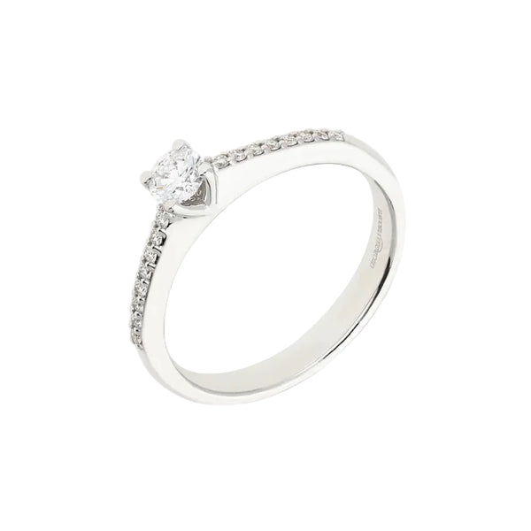 Giorgio Visconti Solitaire Ring with Central Diamond and Diamonds on the Shank