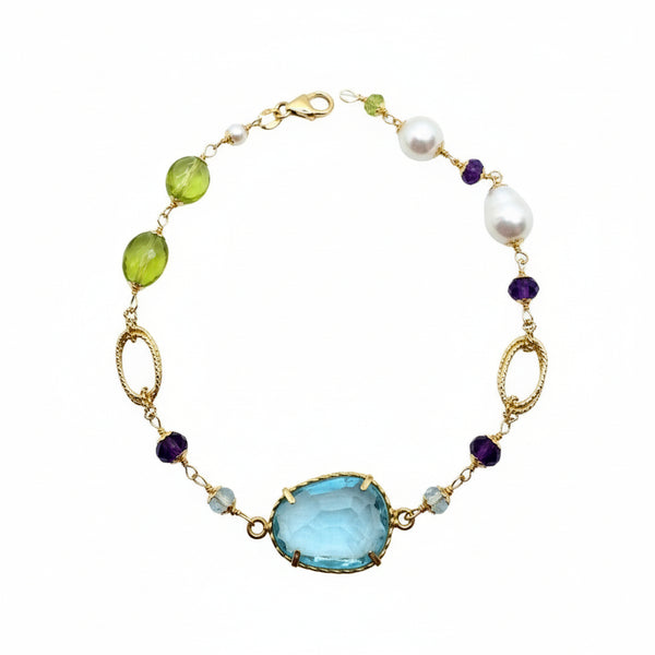 Bracciale in Oro Giallo 18 KT con Pietre Naturali BR139