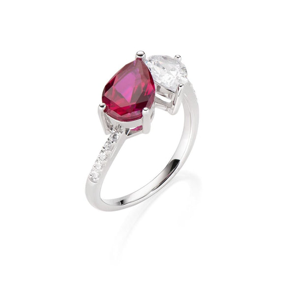 Stardust Ring in Silver with White and Red Zircons