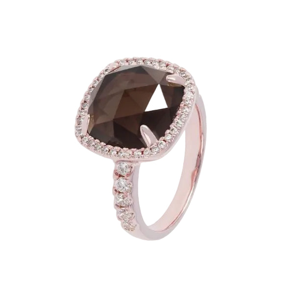 Anello Bronzallure In Golden Rosè Con Quarzo Fumè WSBZ00500S-56