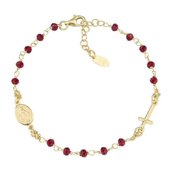 Bracciale Amen Rosario Dorato con Cristalli Rossi BROGR3